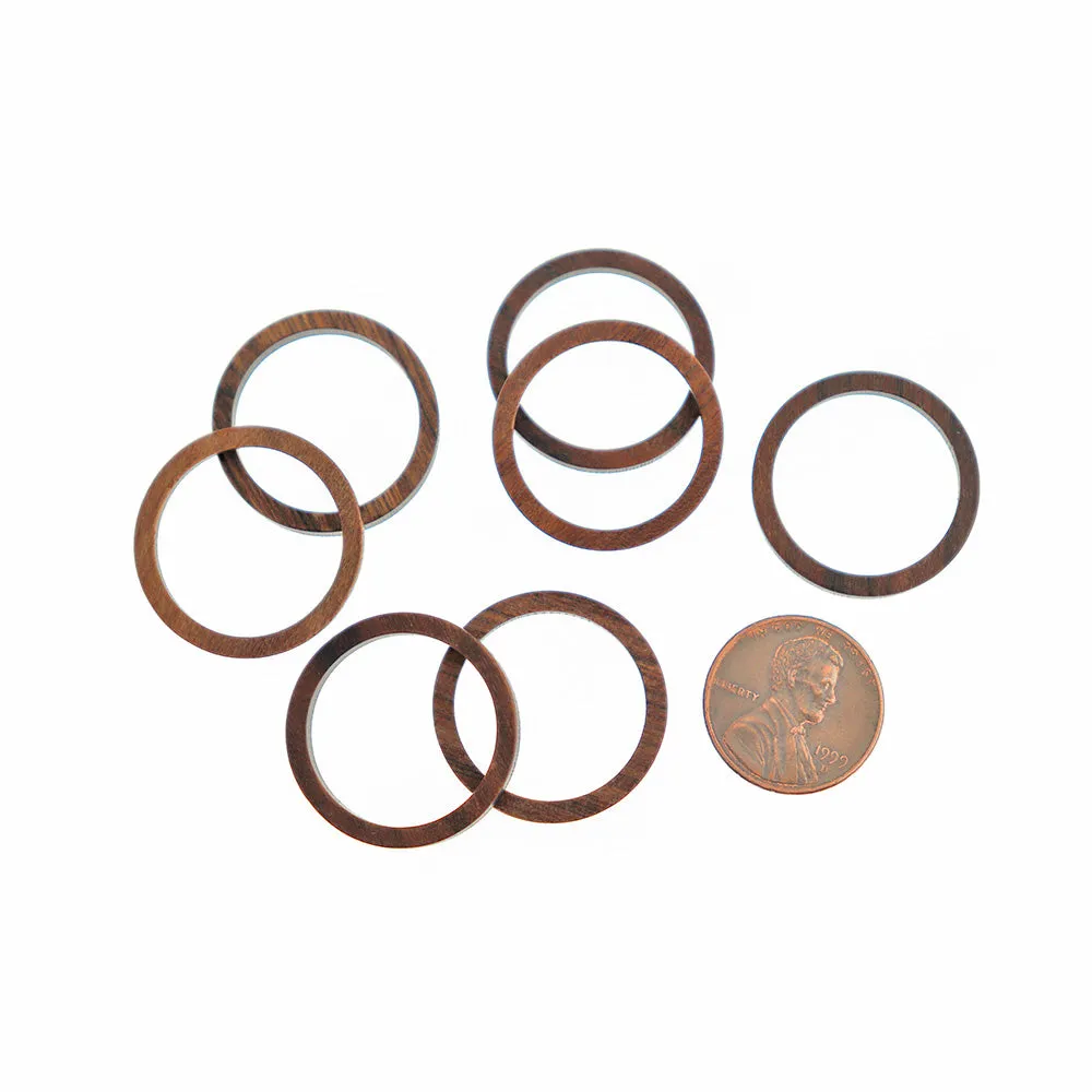 BULK 10 Linking Ring Natural Wood Charms 2 Sided - WP560
