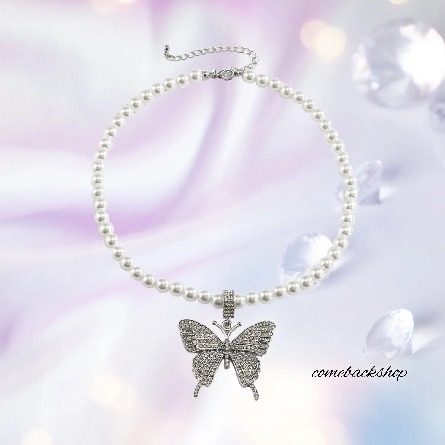 Butterfly Pendant Necklace for Women Butterfly Pendant Cute Crystal Butterfly Necklaces for Women Girls