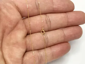 Cable Chain 14k Solid Yellow Gold 16" 18" 20" - 0.7mm - Dainty Minimalist Diamond cut Pendant Chain For Women - Genuine 14kt Gold