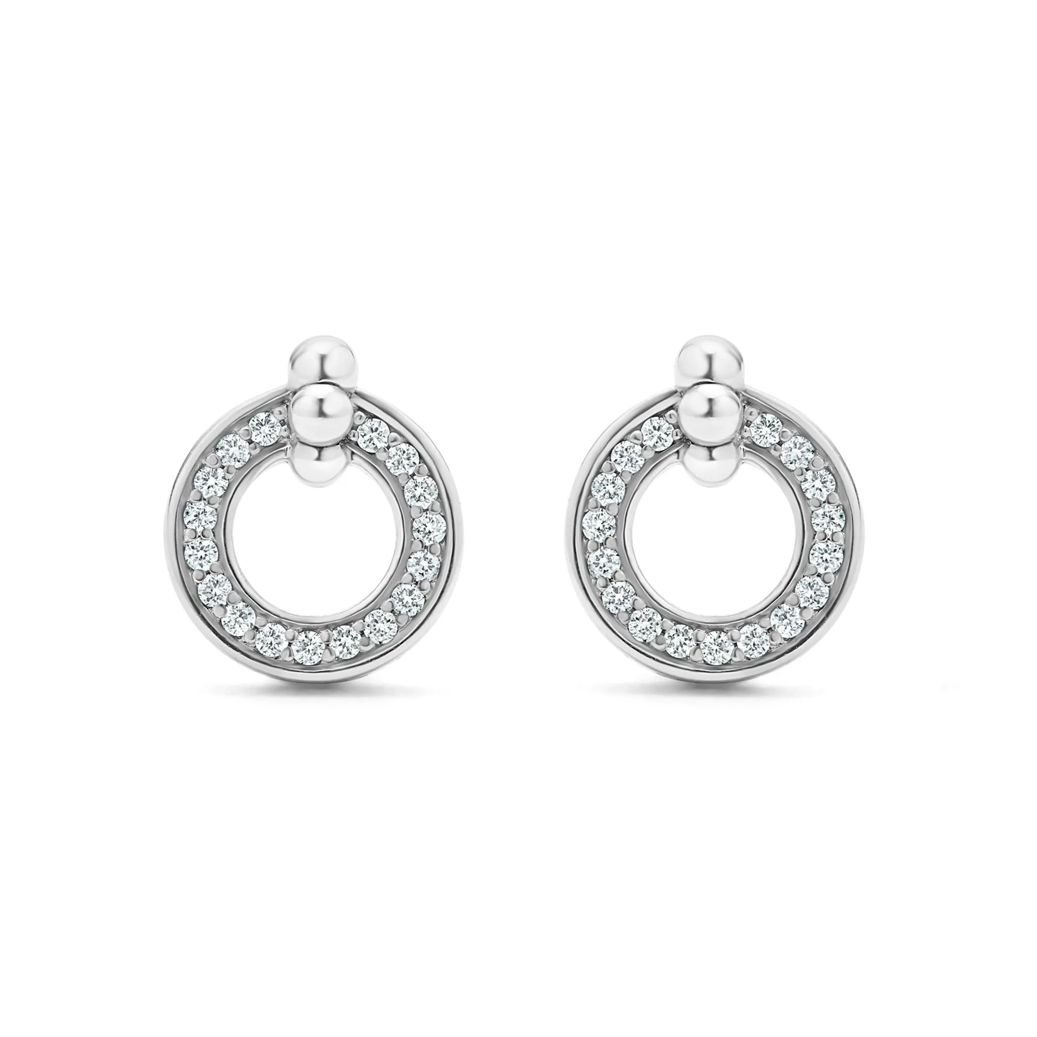 Caviar Spark Circle Diamond Stud Earrings