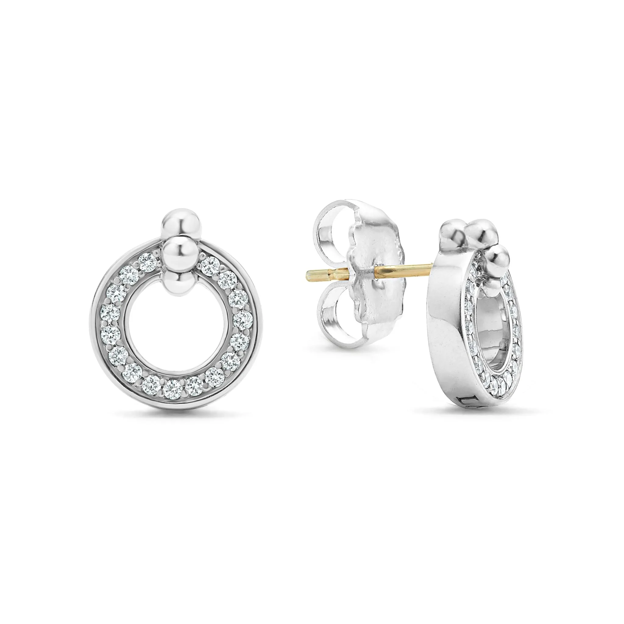 Caviar Spark Circle Diamond Stud Earrings