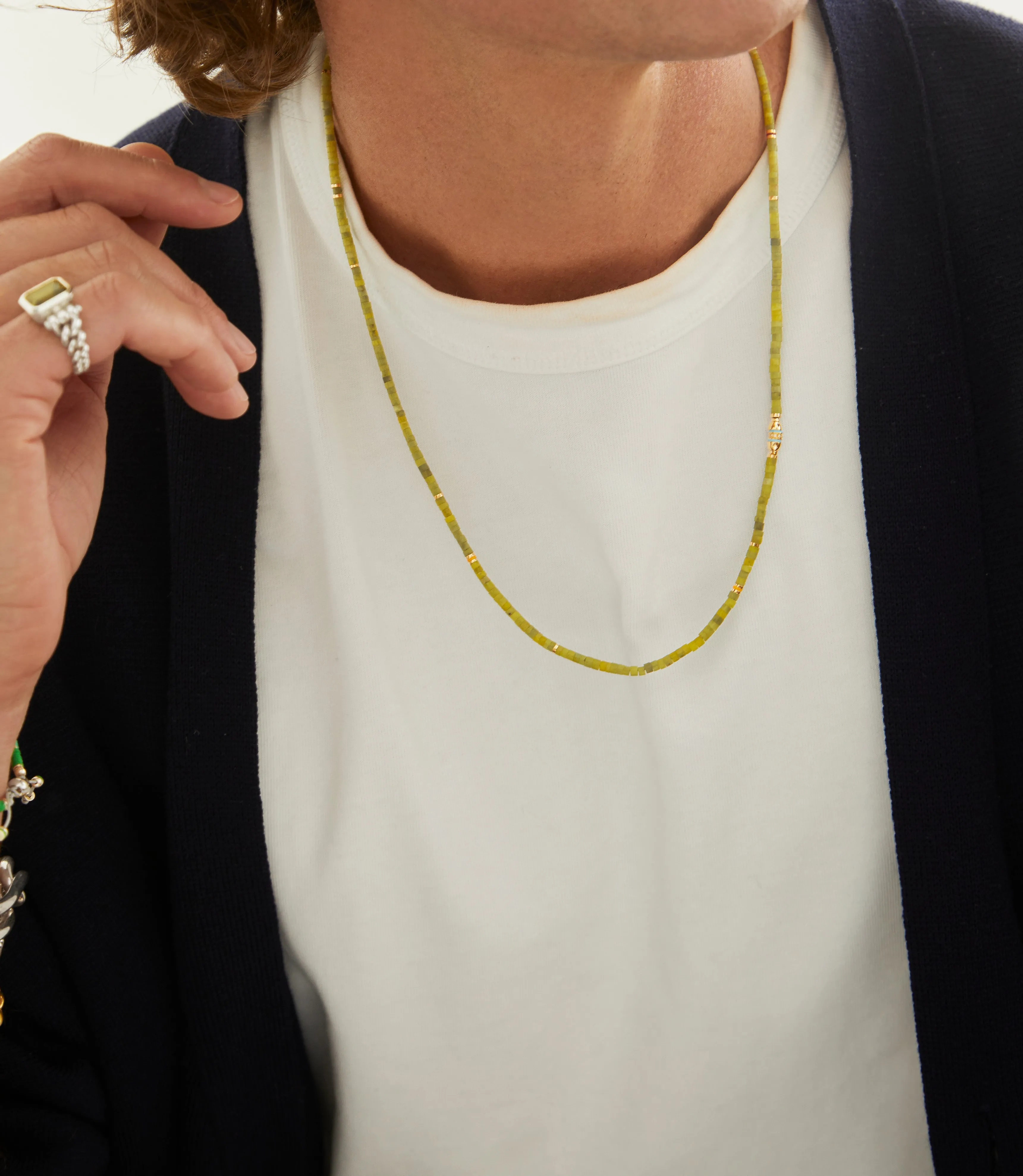 Cherish Necklace/Bracelet | Green Afghan Jade | Yellow Gold