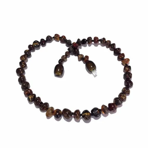 Childs Evergreen Polished Green Baltic Amber Bead Necklace