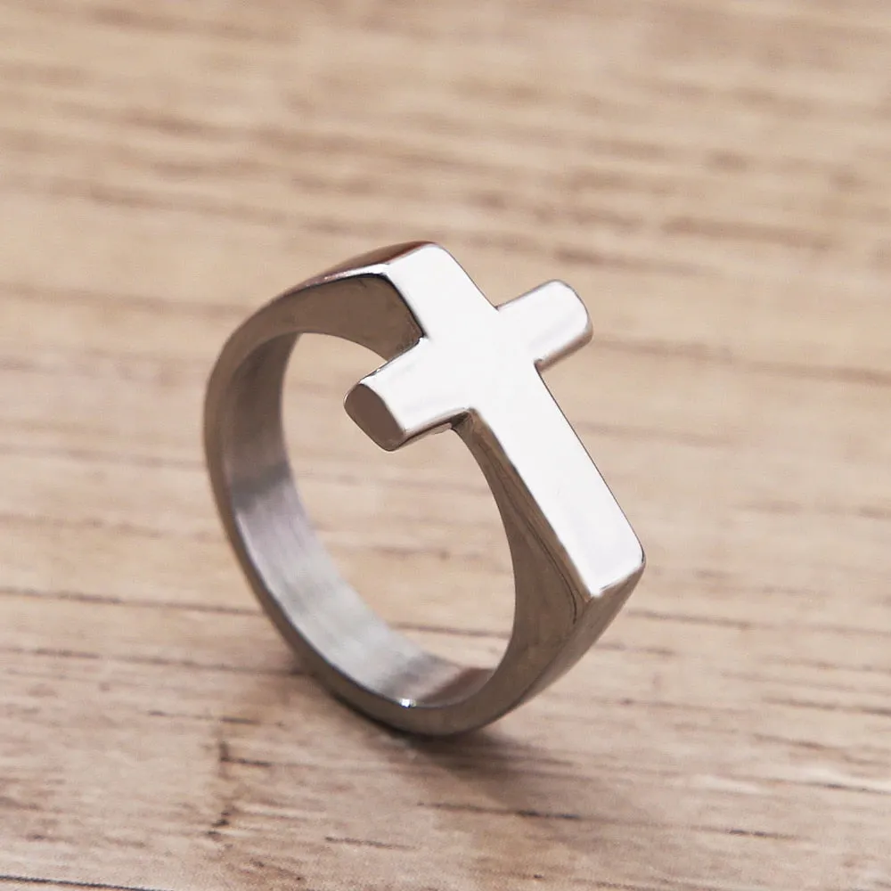 Christian Cross Ring Men Women Punk Simple Couple Rings