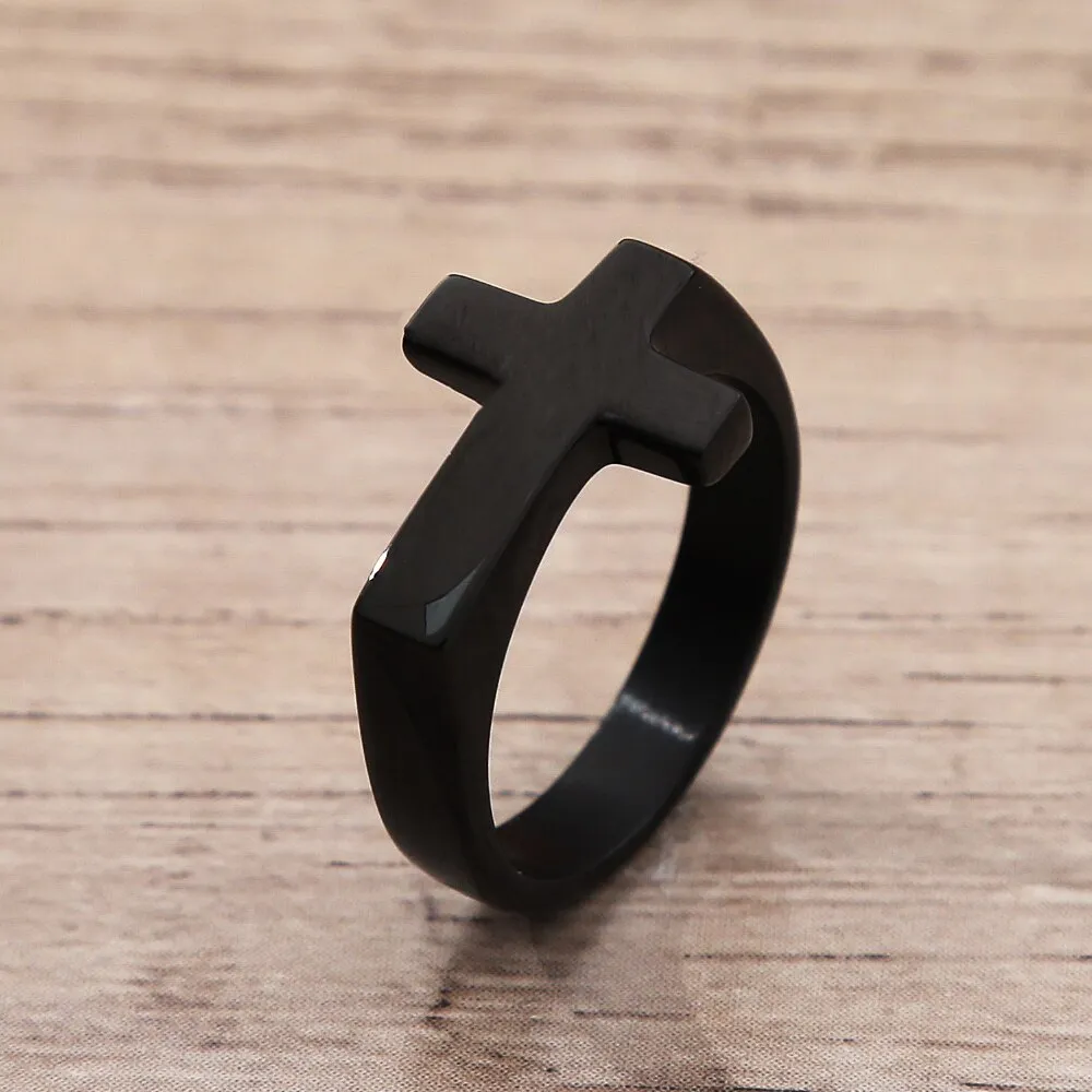 Christian Cross Ring Men Women Punk Simple Couple Rings