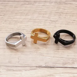 Christian Cross Ring Men Women Punk Simple Couple Rings