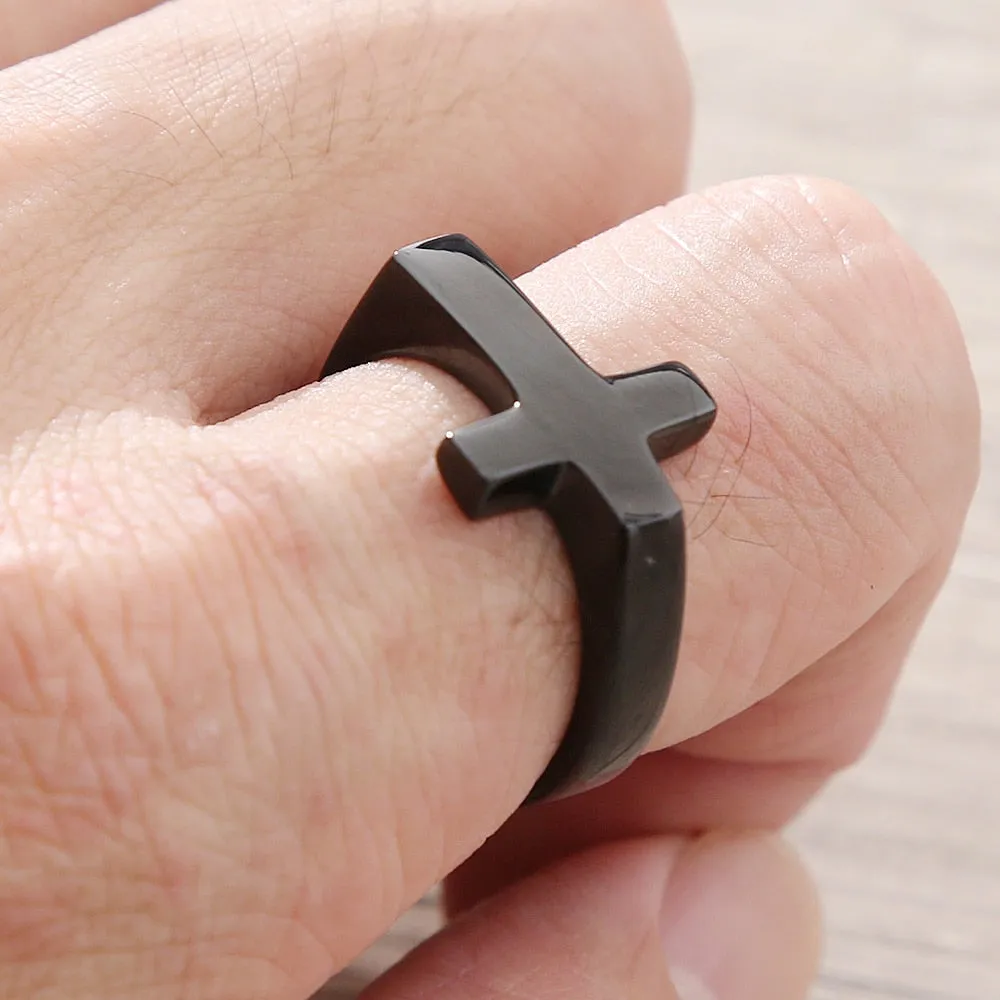Christian Cross Ring Men Women Punk Simple Couple Rings