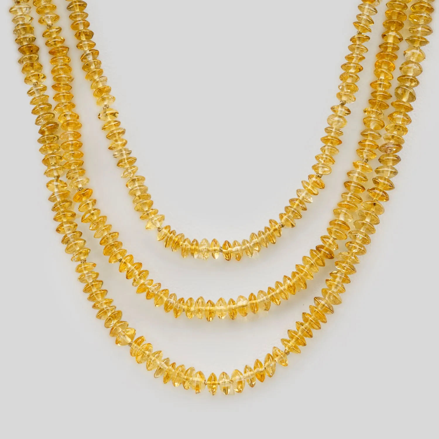 Citrine (177ct) Gemstone Beaded Layered Strand 18 Inch Necklace