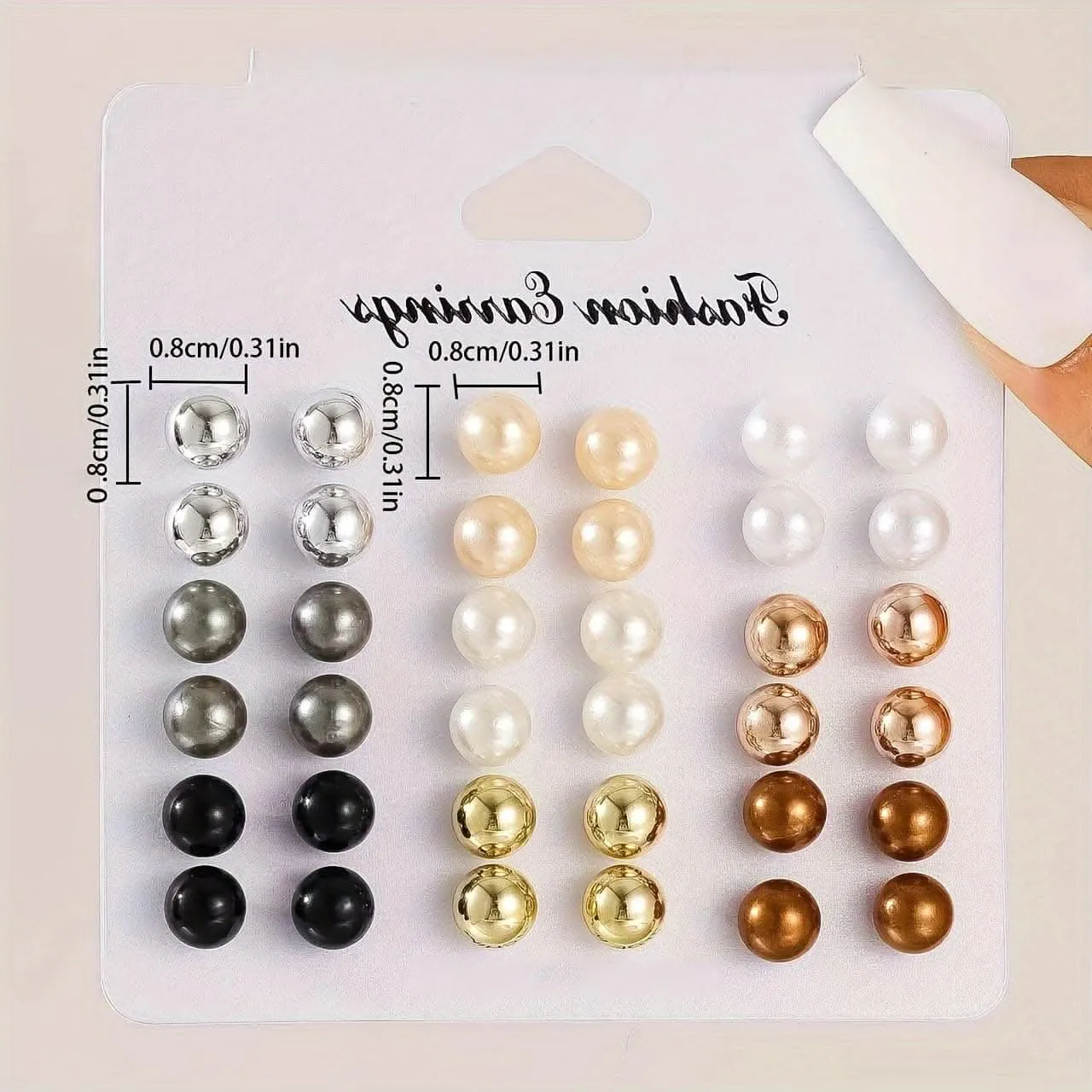 Classic 18-Pair Ball Stud Earrings – Timeless Elegance