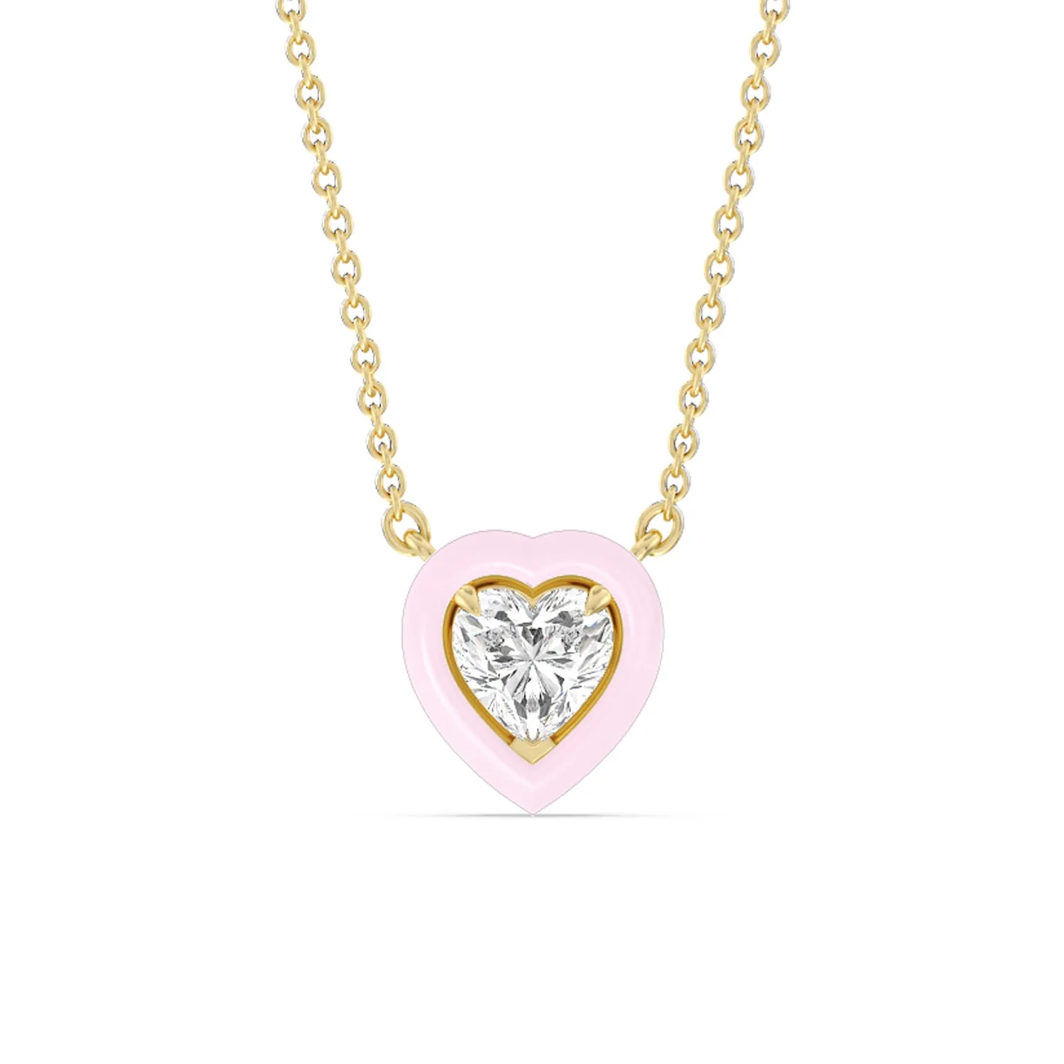 Classic Heart Bezel Necklace in Ceramic