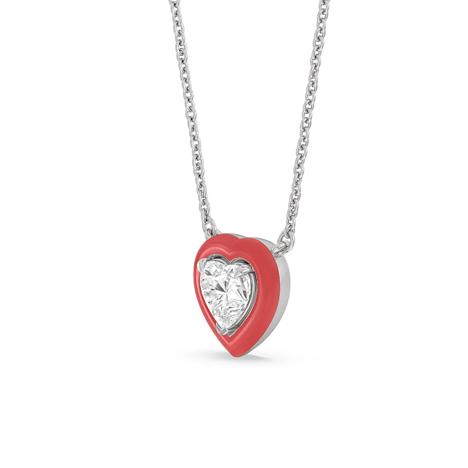 Classic Heart Bezel Necklace in Ceramic
