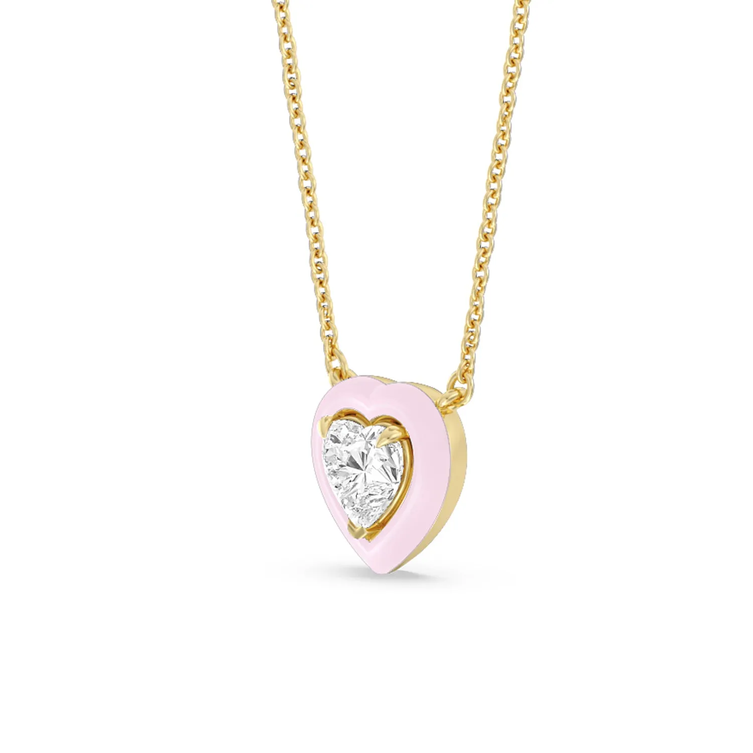 Classic Heart Bezel Necklace in Ceramic