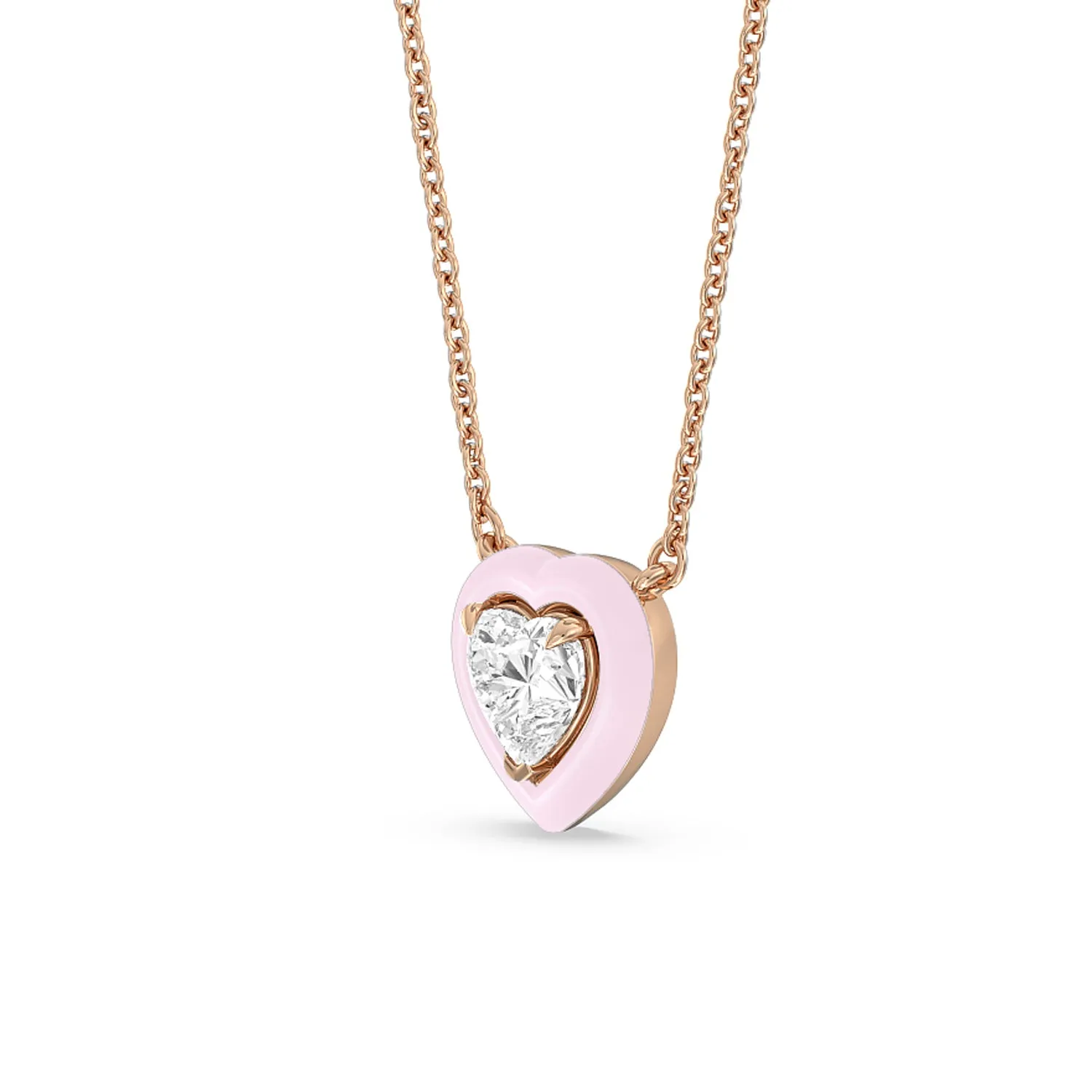 Classic Heart Bezel Necklace in Ceramic