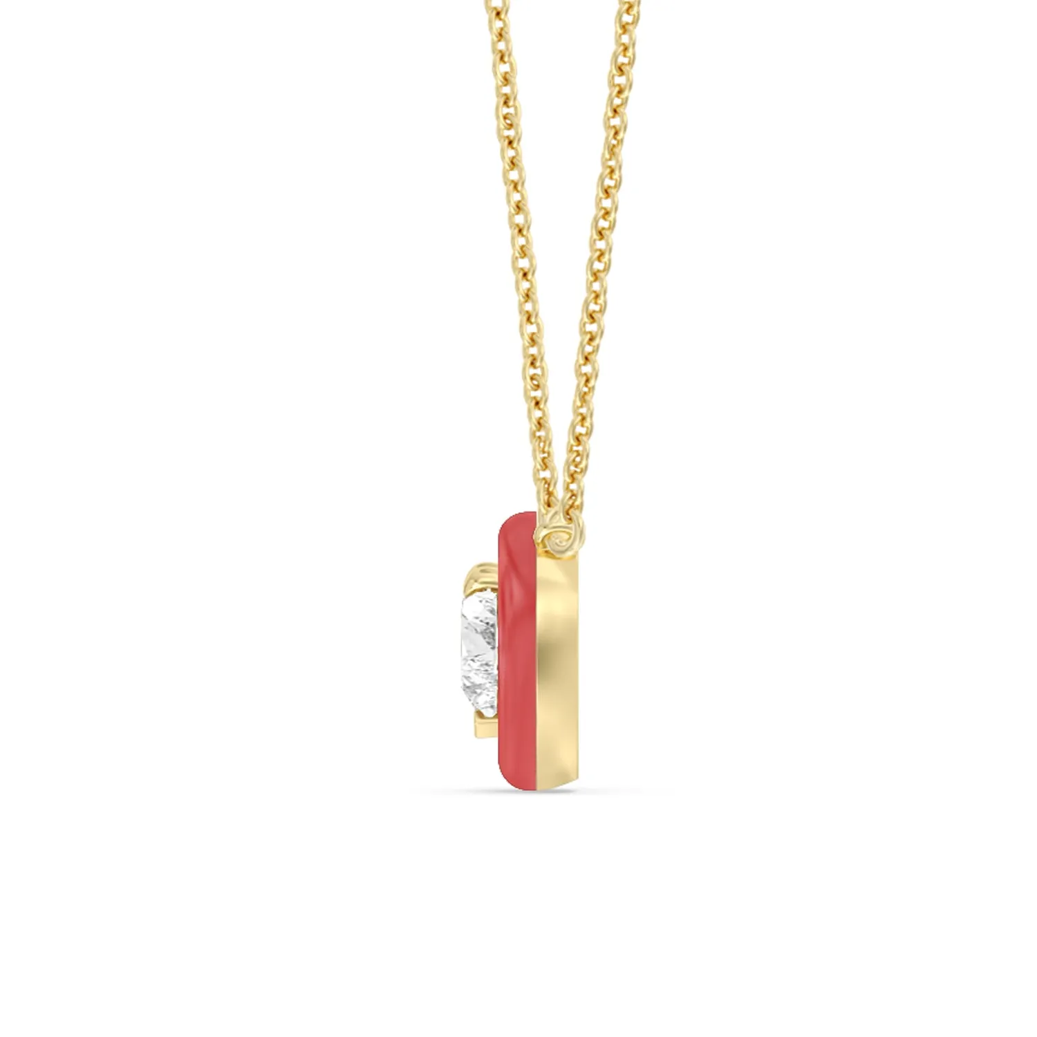 Classic Heart Bezel Necklace in Ceramic