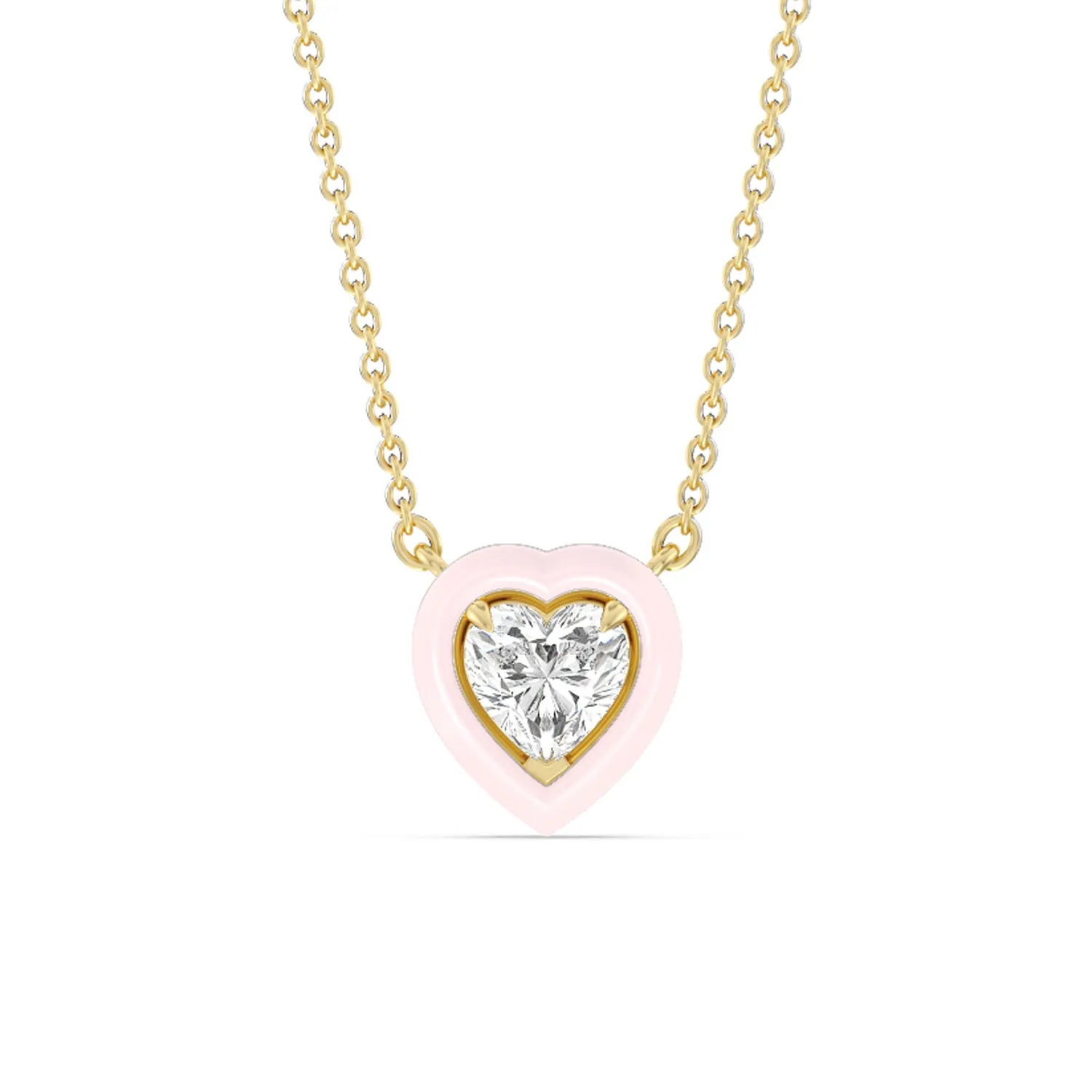 Classic Heart Bezel Necklace in Ceramic