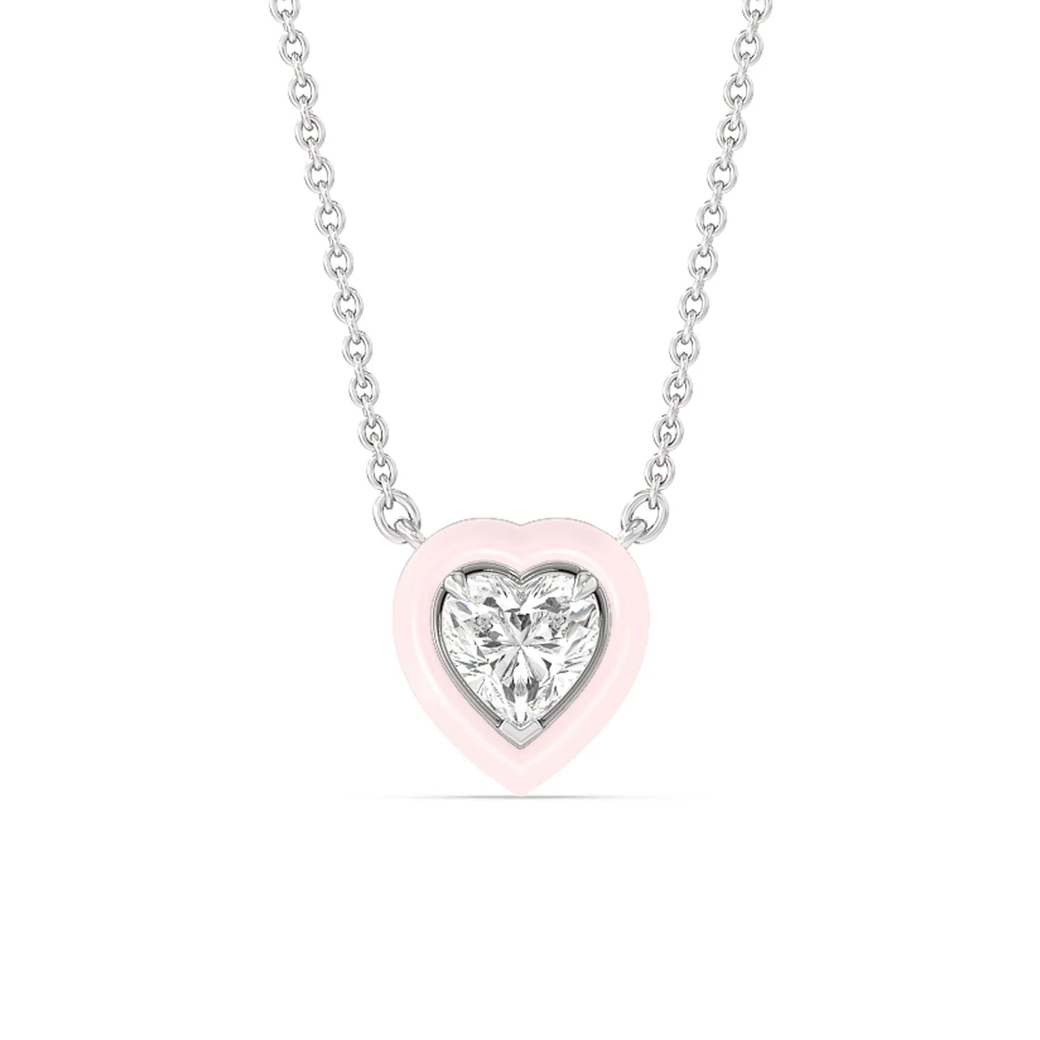 Classic Heart Bezel Necklace in Ceramic