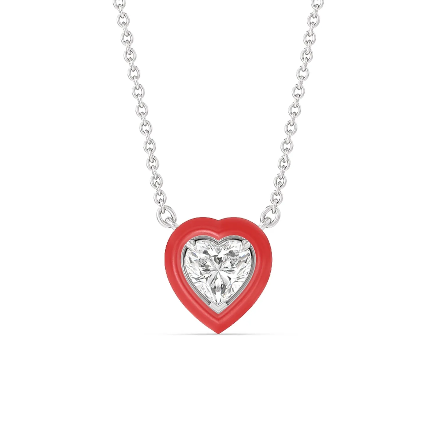 Classic Heart Bezel Necklace in Ceramic