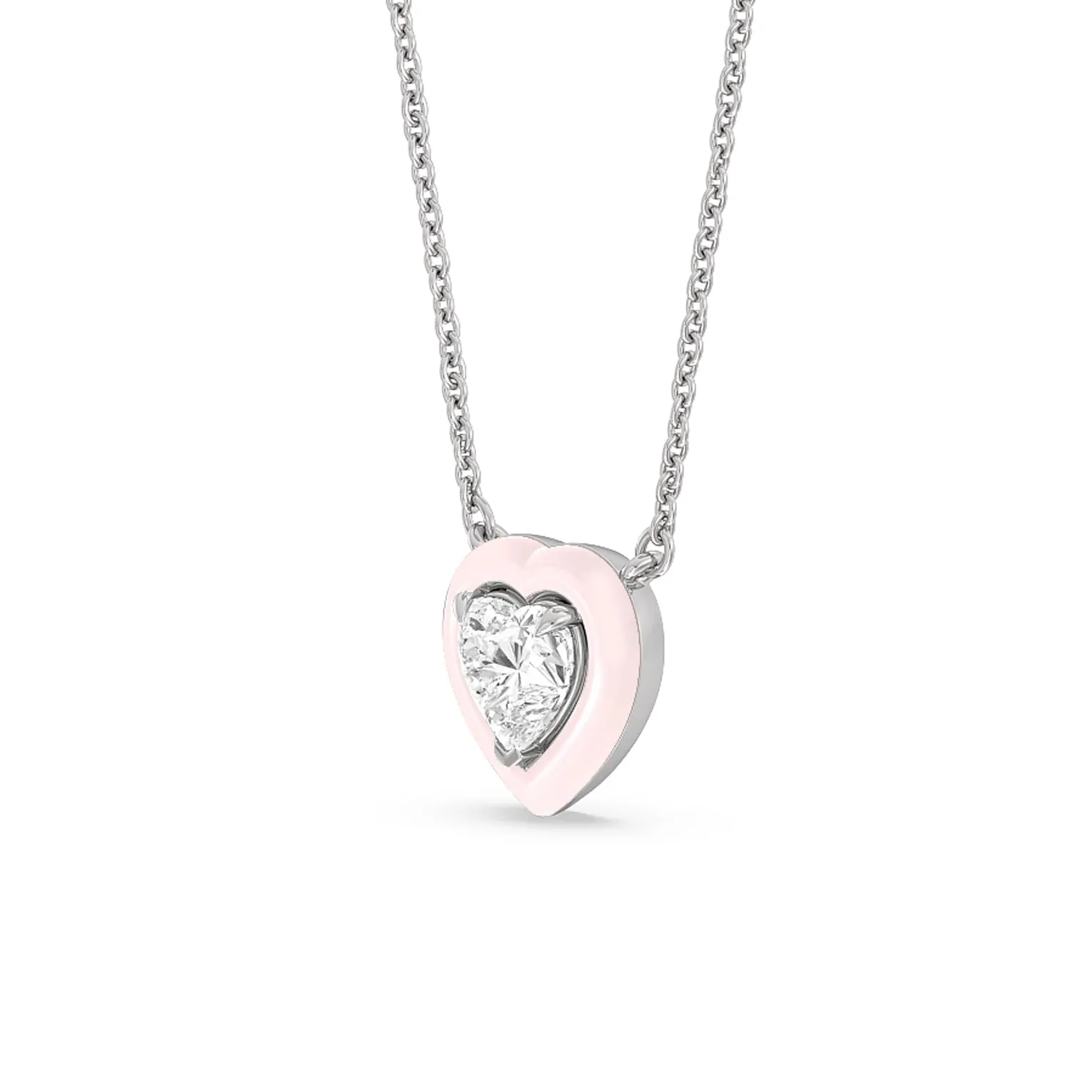 Classic Heart Bezel Necklace in Ceramic
