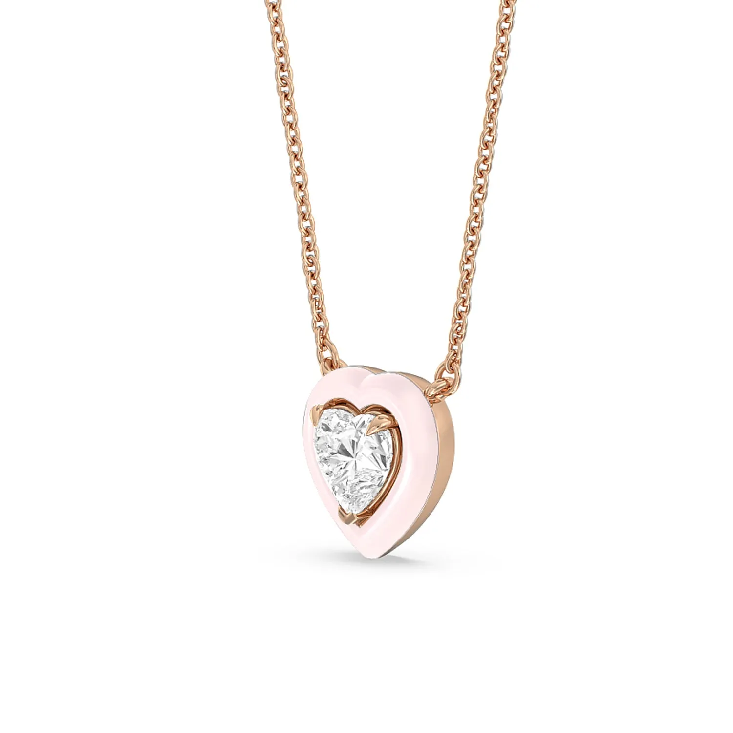 Classic Heart Bezel Necklace in Ceramic