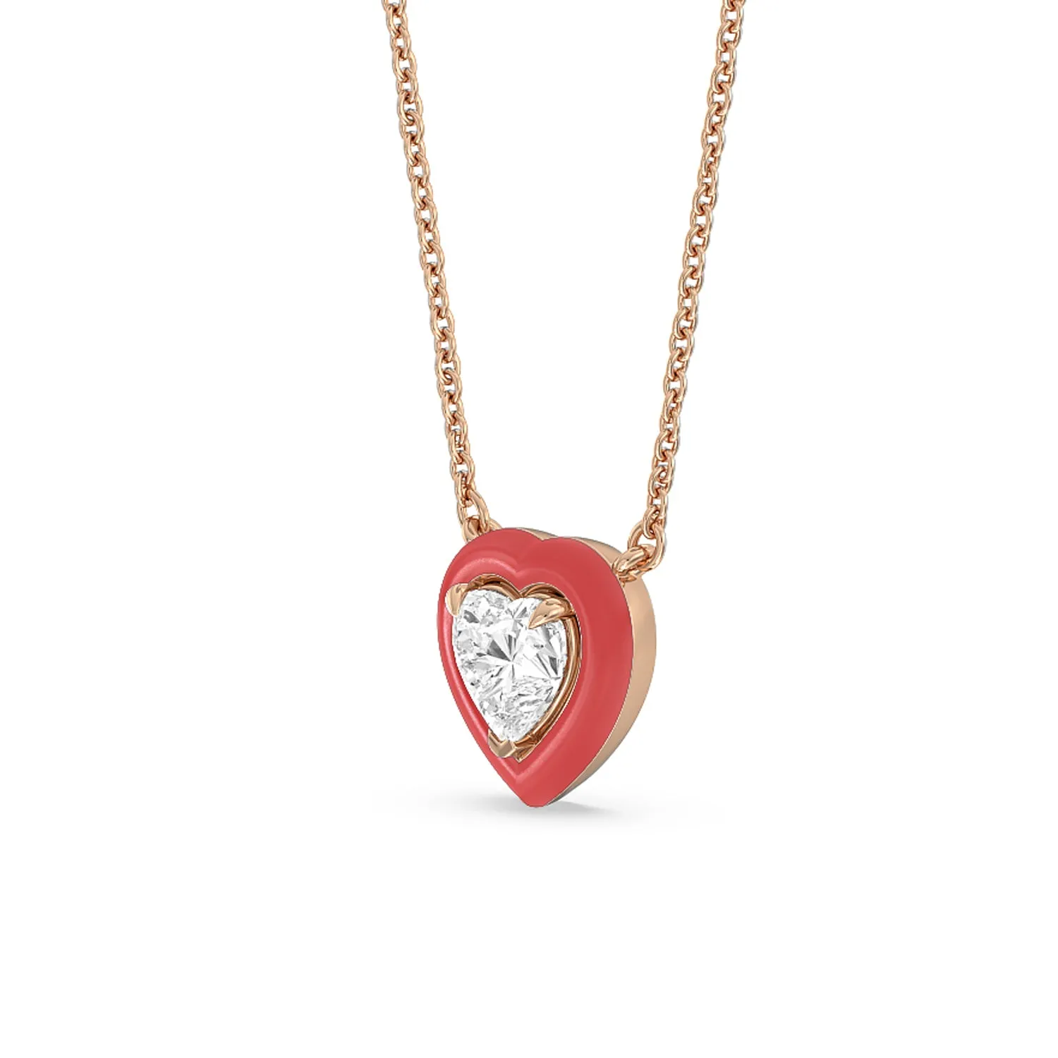 Classic Heart Bezel Necklace in Ceramic