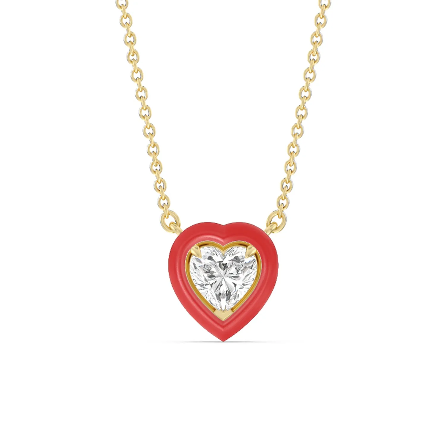 Classic Heart Bezel Necklace in Ceramic