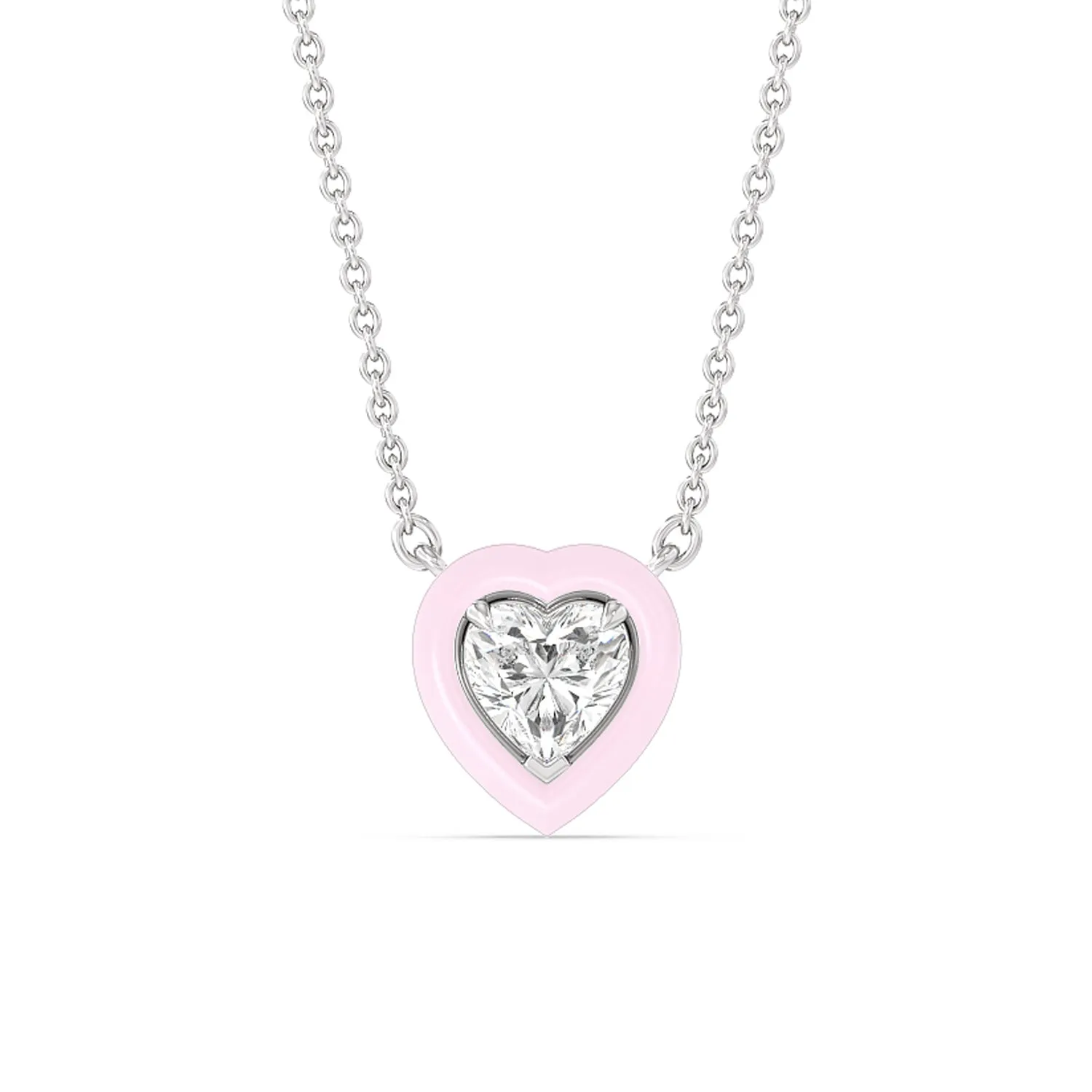 Classic Heart Bezel Necklace in Ceramic