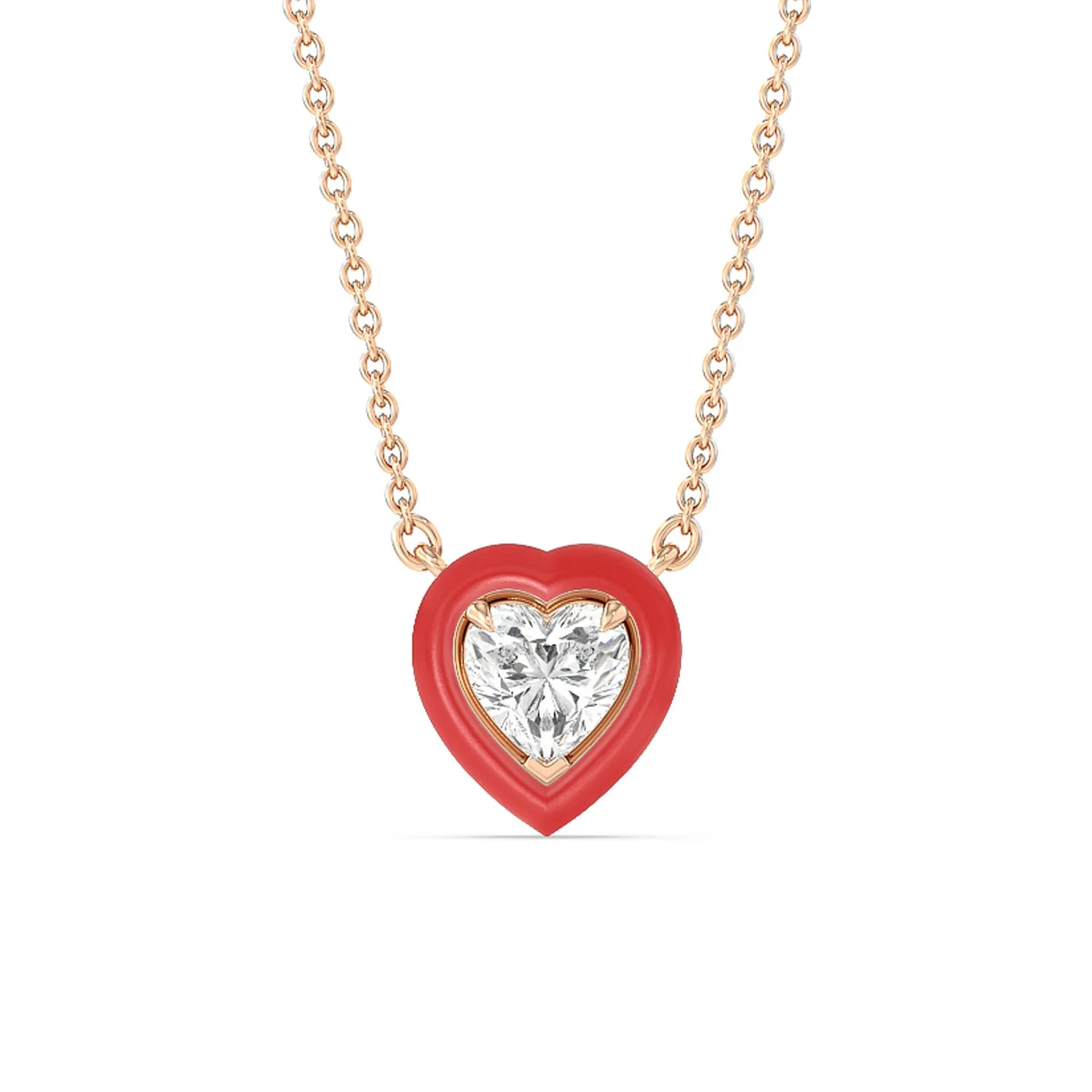 Classic Heart Bezel Necklace in Ceramic