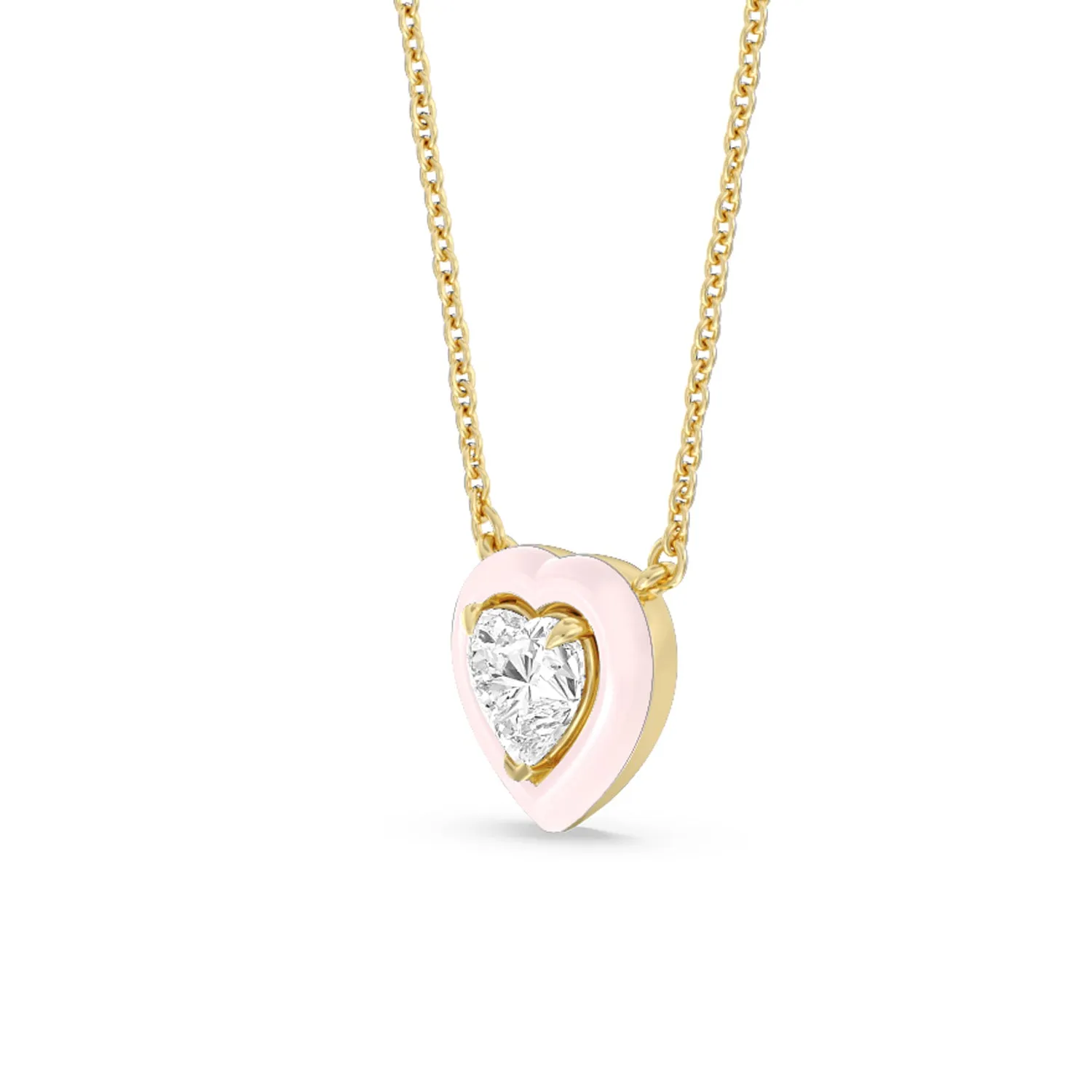 Classic Heart Bezel Necklace in Ceramic