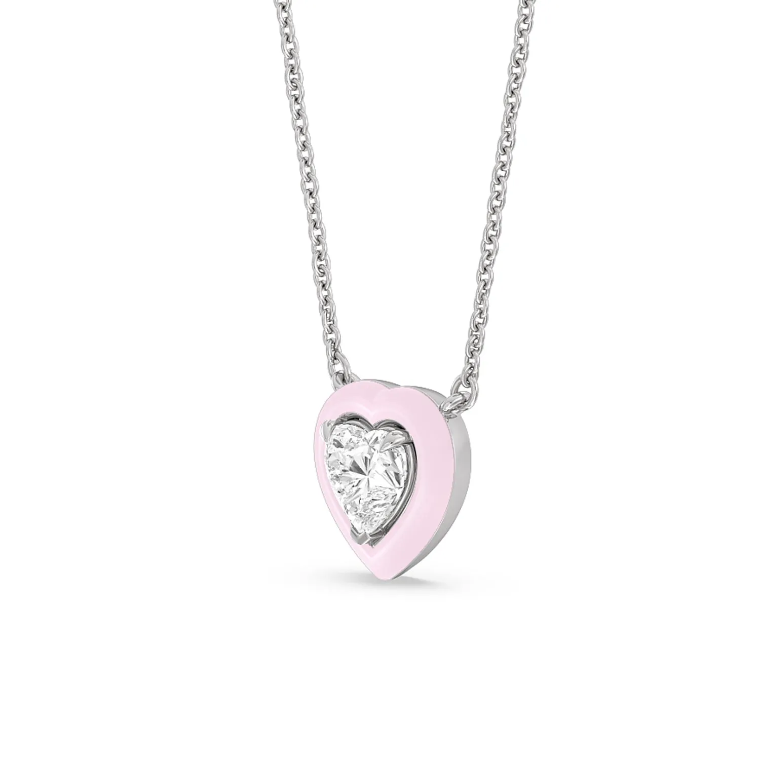 Classic Heart Bezel Necklace in Ceramic