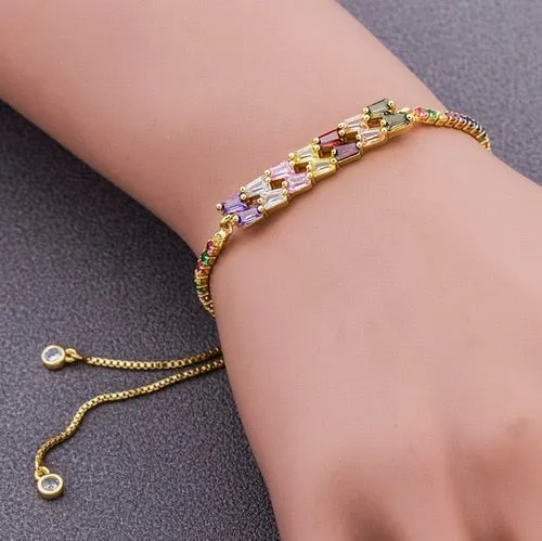 Colorful  CZ Charm Bracelet for Women