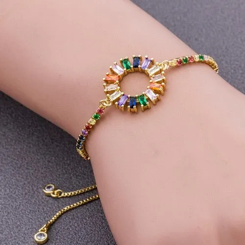 Colorful  CZ Charm Bracelet for Women