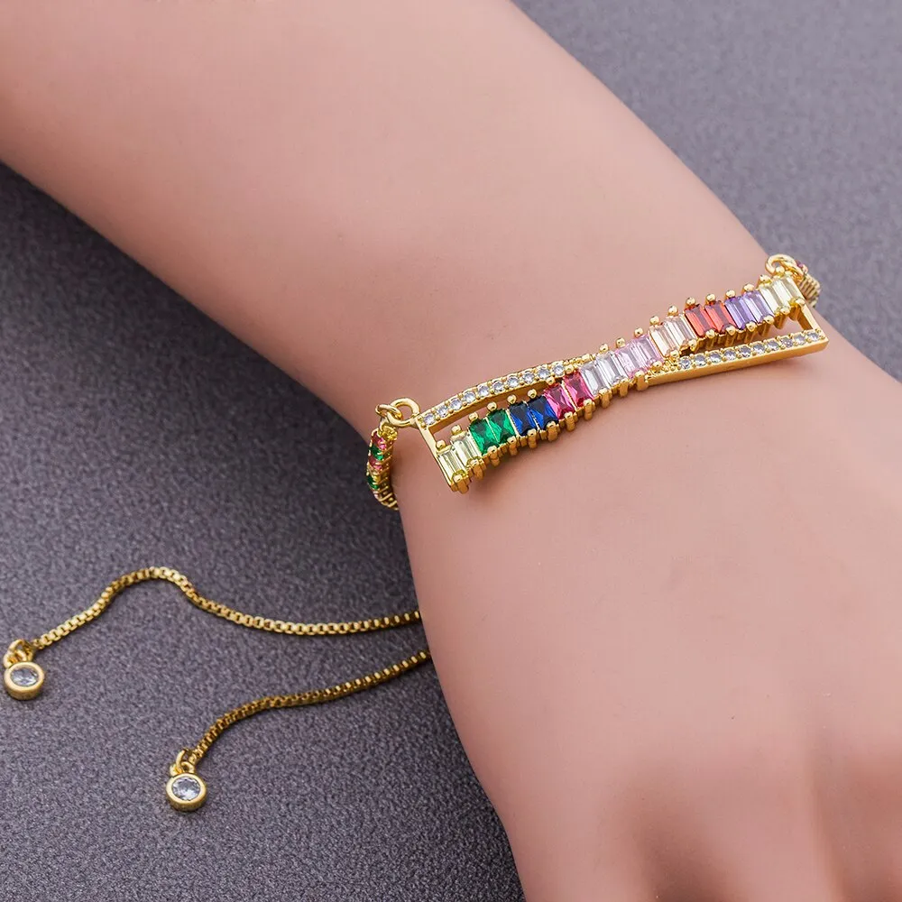 Colorful  CZ Charm Bracelet for Women