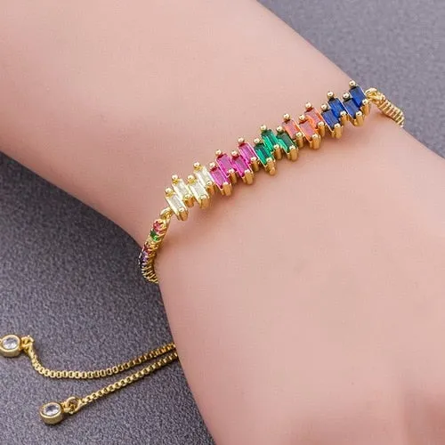 Colorful  CZ Charm Bracelet for Women