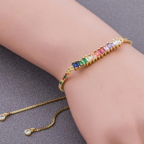 Colorful  CZ Charm Bracelet for Women