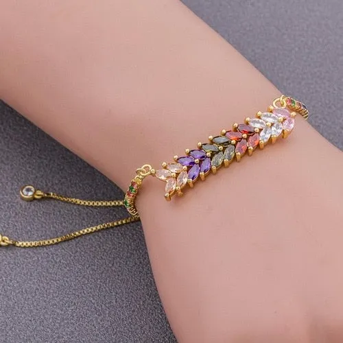 Colorful  CZ Charm Bracelet for Women
