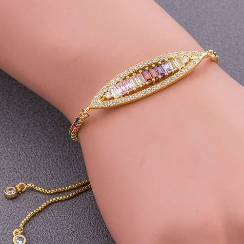 Colorful  CZ Charm Bracelet for Women