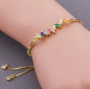 Colorful  CZ Charm Bracelet for Women