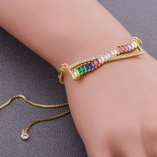 Colorful  CZ Charm Bracelet for Women
