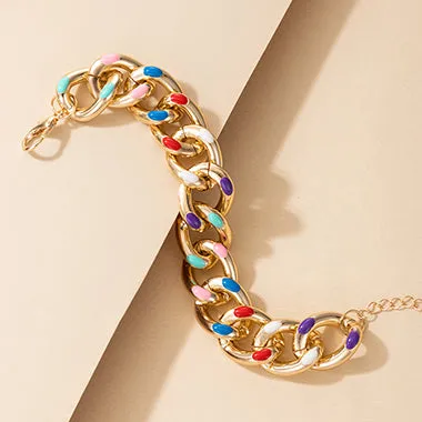 Colorful Dot Design Gold Metal Bracelet