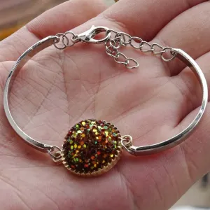 Colorful Glistening Rhinestone Studded Charm Bangle Bracelets