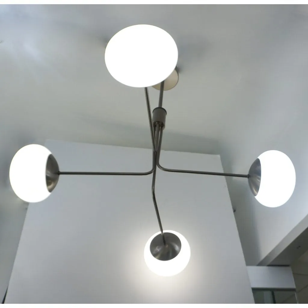 Contemporary Italian Oil Rubbed Bronze White Murano Glass 4-Globe Chandelier