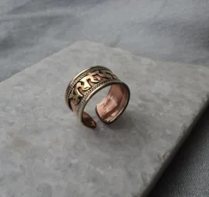 Copper Om Mani Adjustable Ring