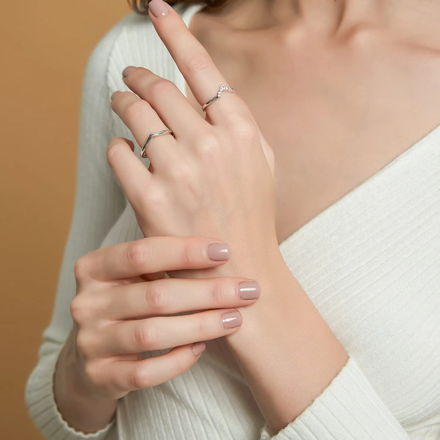 Crown V Stackable Women's Wedding Rings