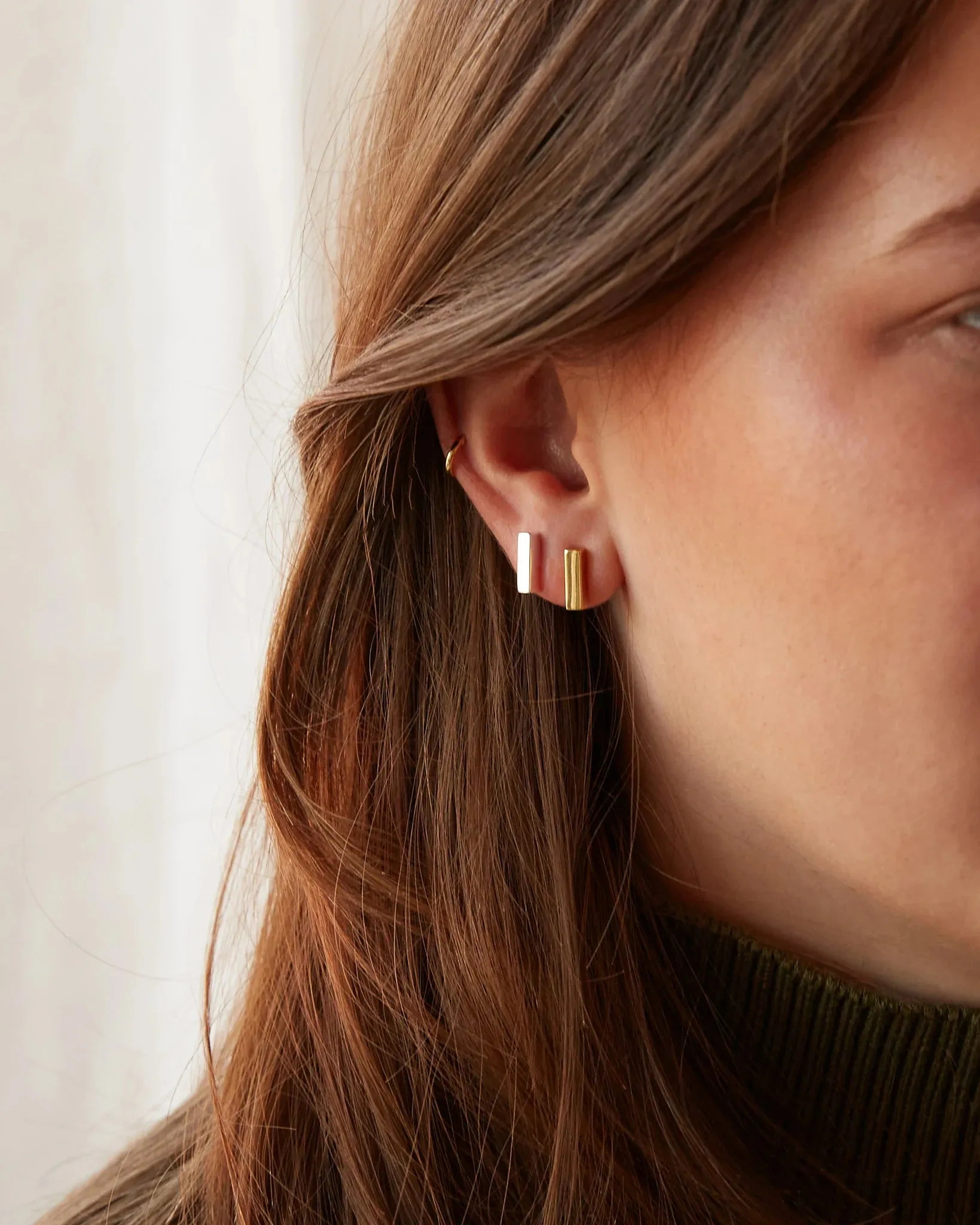 Cuboid Stud Earrings | Gold Plated | Chalk UK