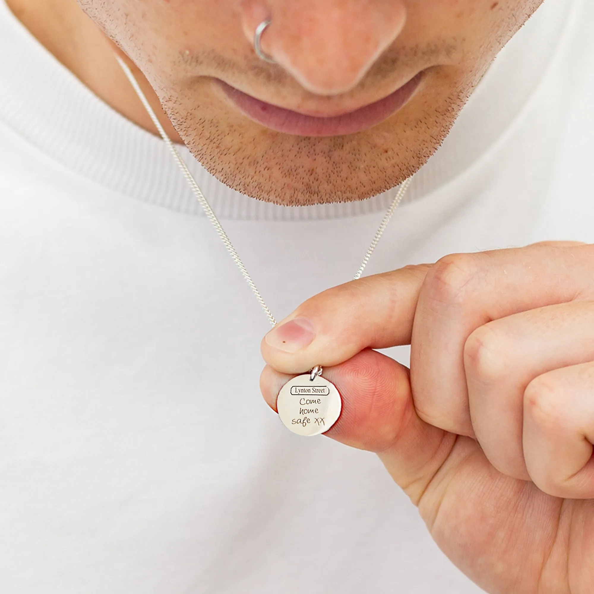 Custom Street Map 15mm Silver Disc Necklace