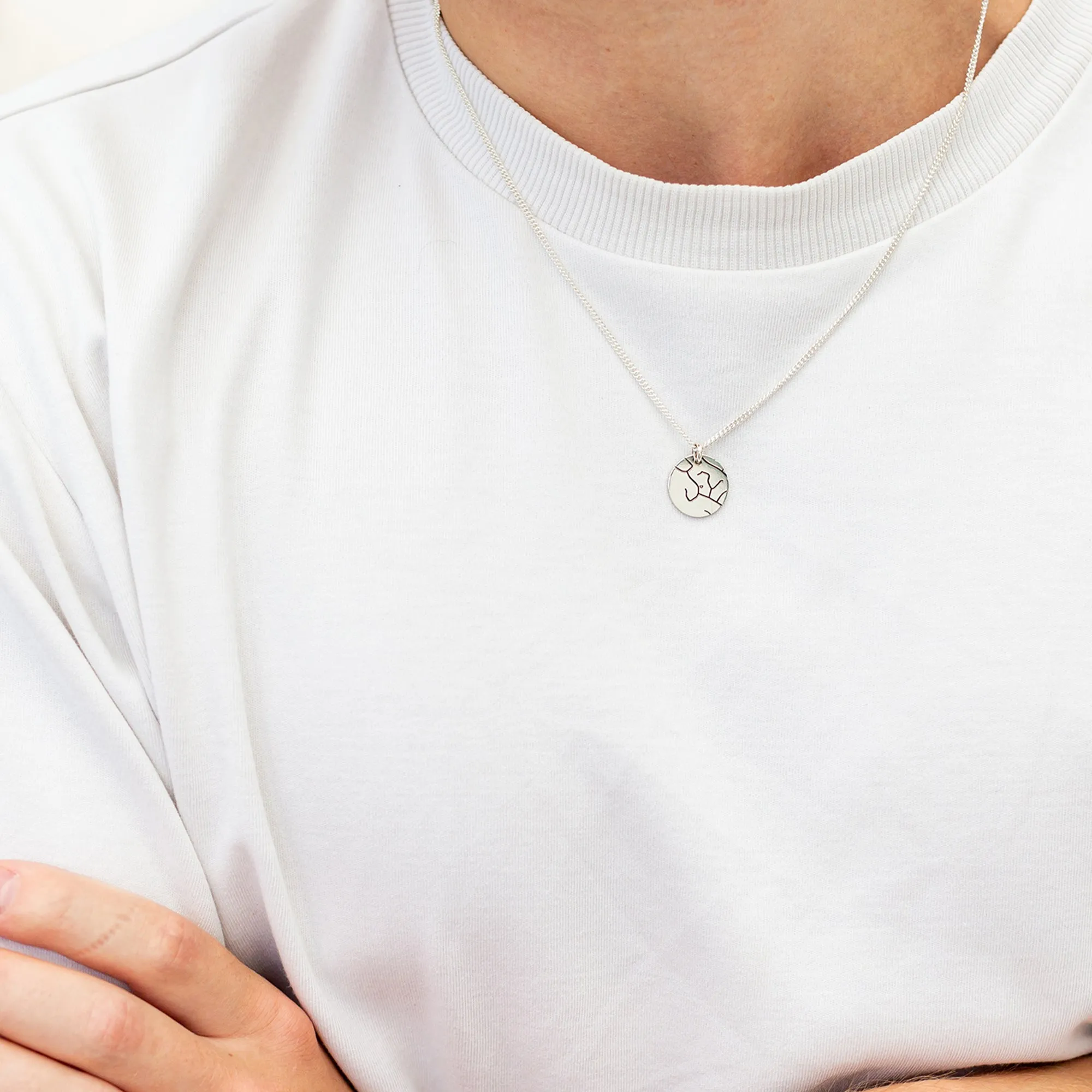 Custom Street Map 15mm Silver Disc Necklace