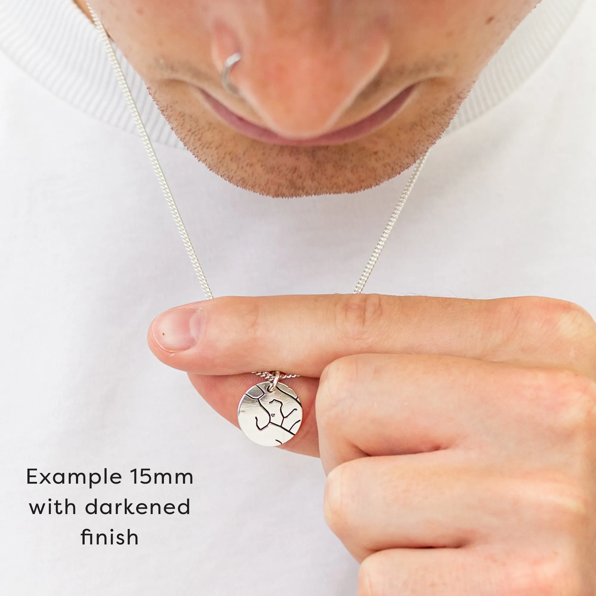 Custom Street Map 15mm Silver Disc Necklace