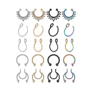 D.Bella Fake Septum Piercing Faux Nose Rings Hoop