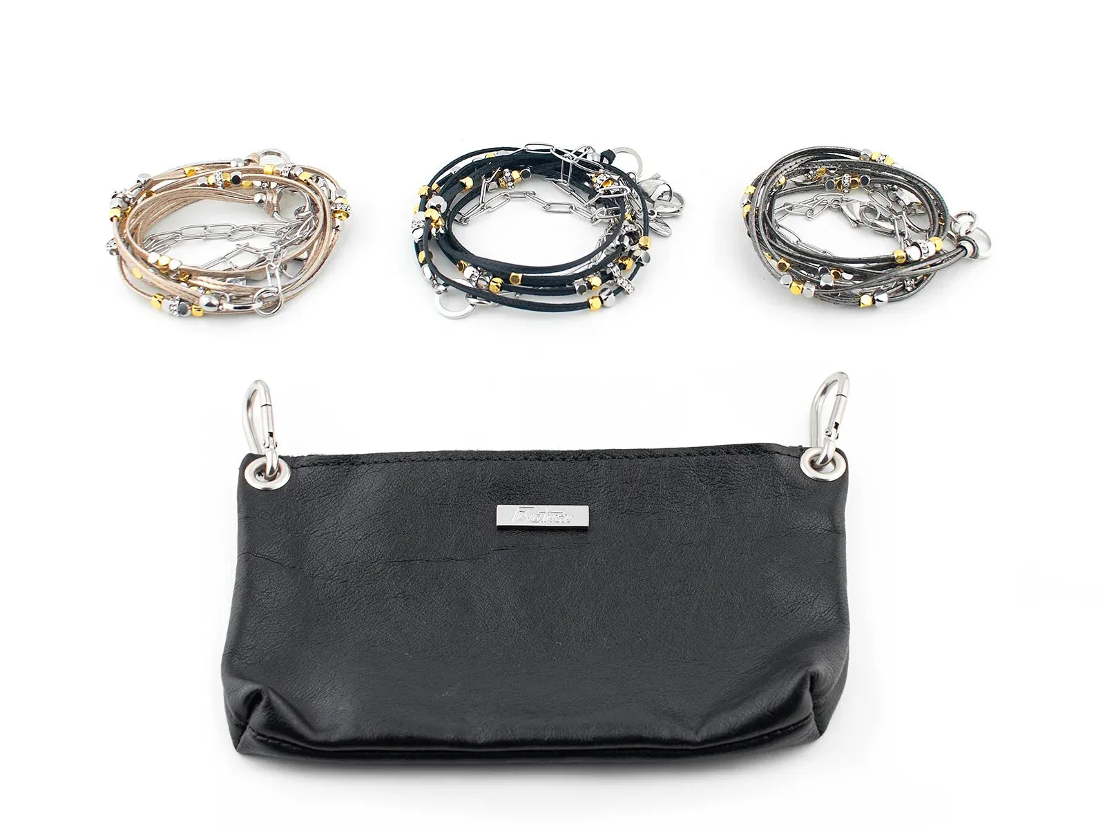 Design Fixation Women's Travel Handbag Modular, 7 in 1 and more  - Black, Chrome