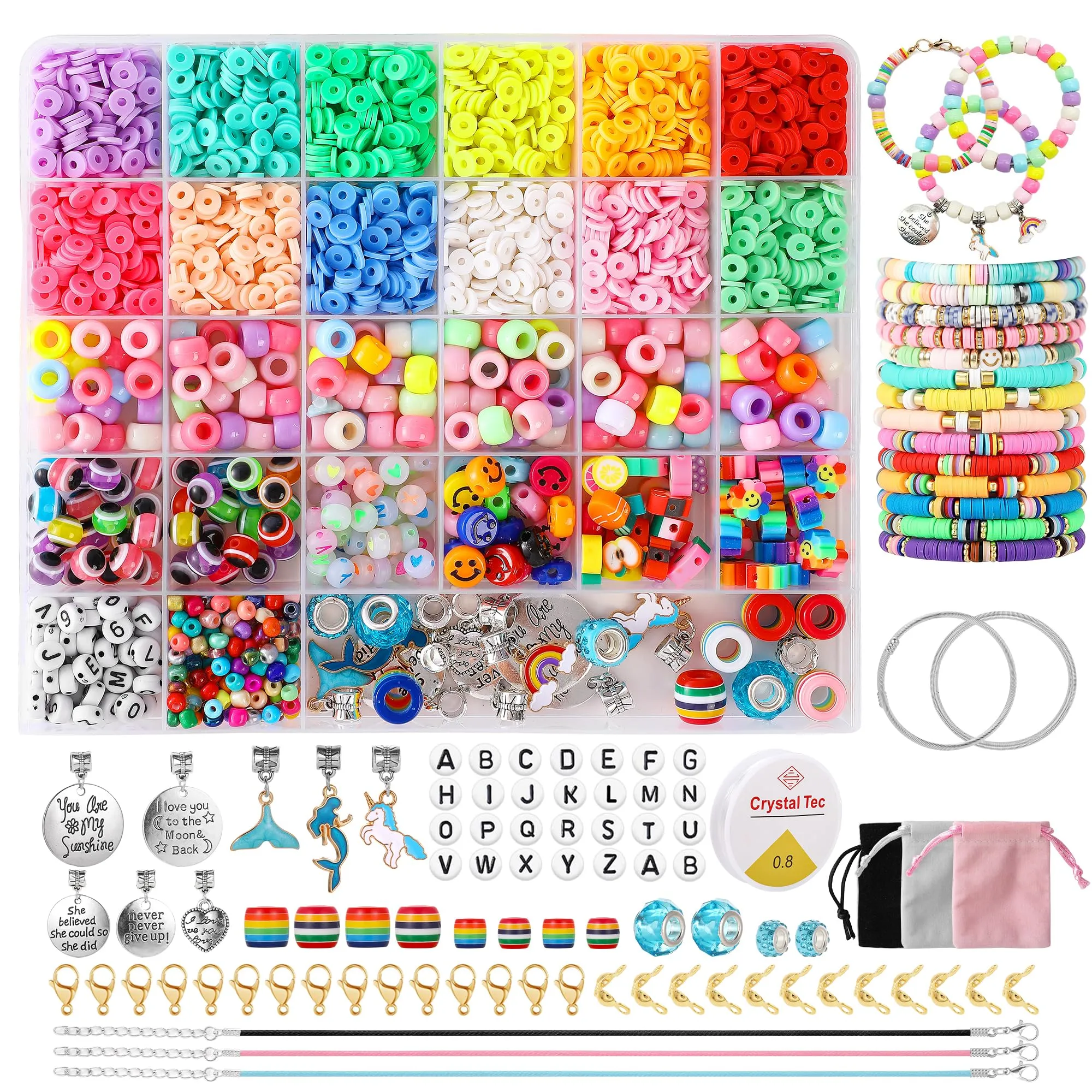 Do it yourself beads for bracelets craft set, with letter beads